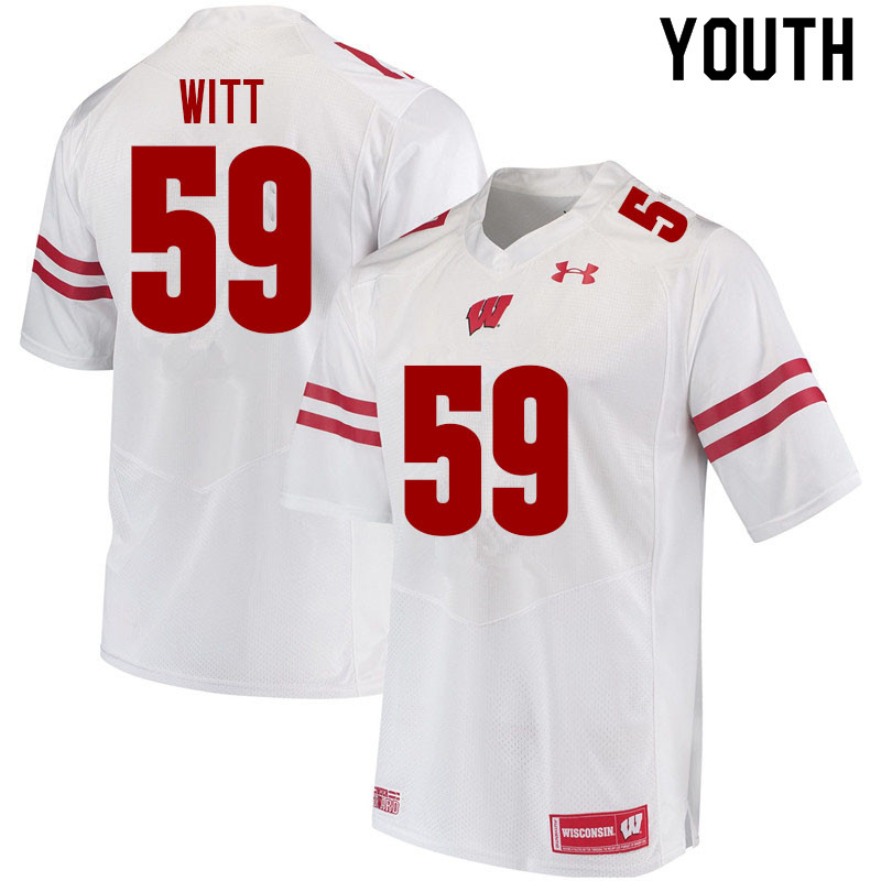 Youth #59 Aaron Witt Wisconsin Badgers College Football Jerseys Sale-White - Click Image to Close